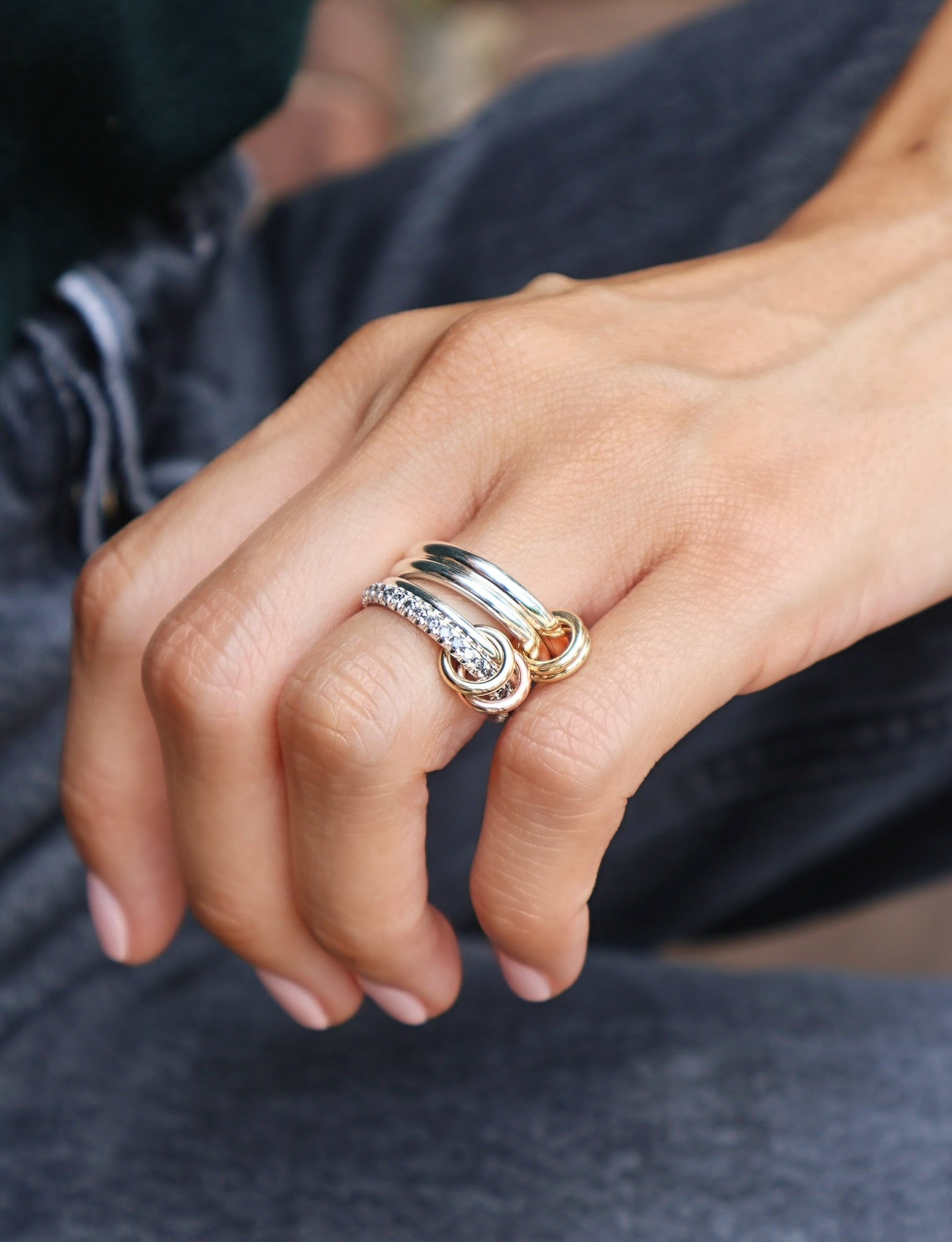 sterling silver and 18k yellow gold 2 band ring calliope sg by Spinelli Kilcollin Tiny Gods 