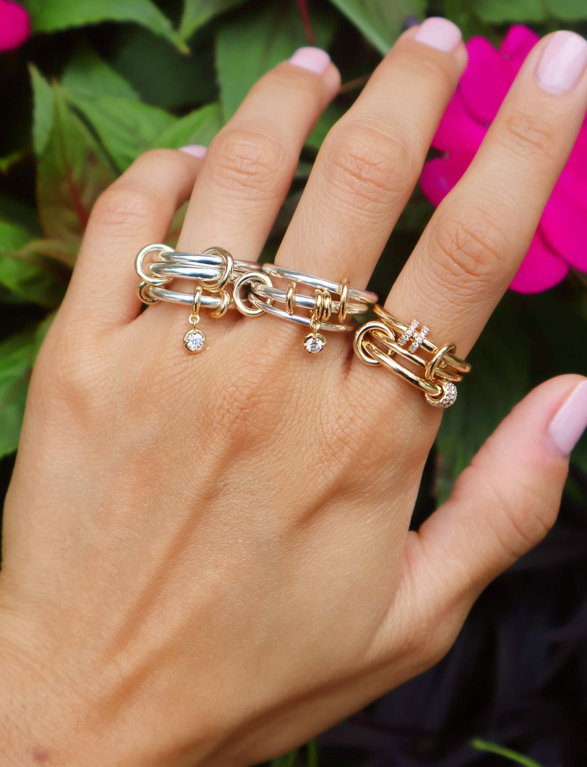 Sterling silver and yellow gold diamond Pia SG ring by Spinelli Kilcollin and Tiny Gods