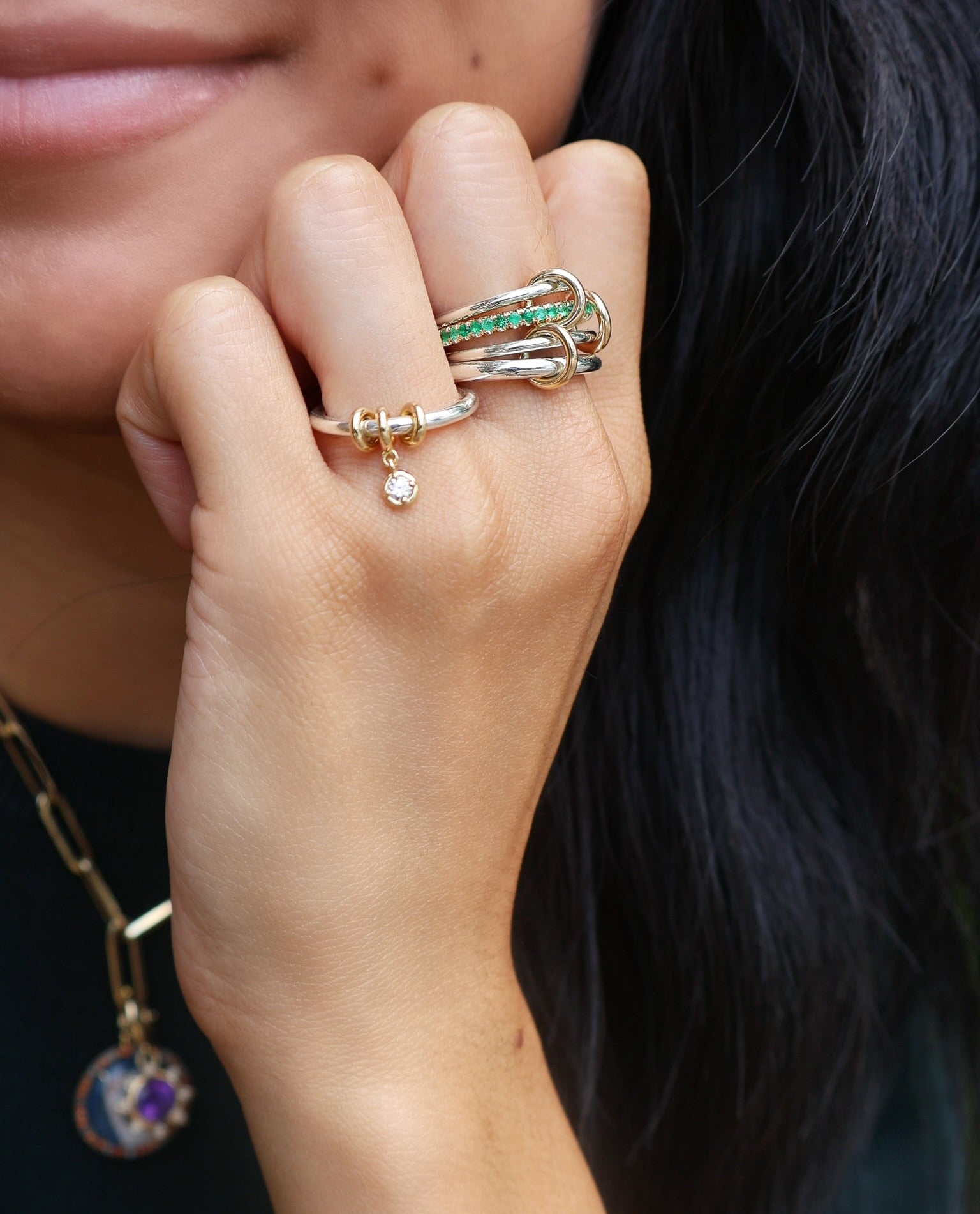 Sterling silver and yellow gold diamond Pia SG ring by Spinelli Kilcollin and Tiny Gods