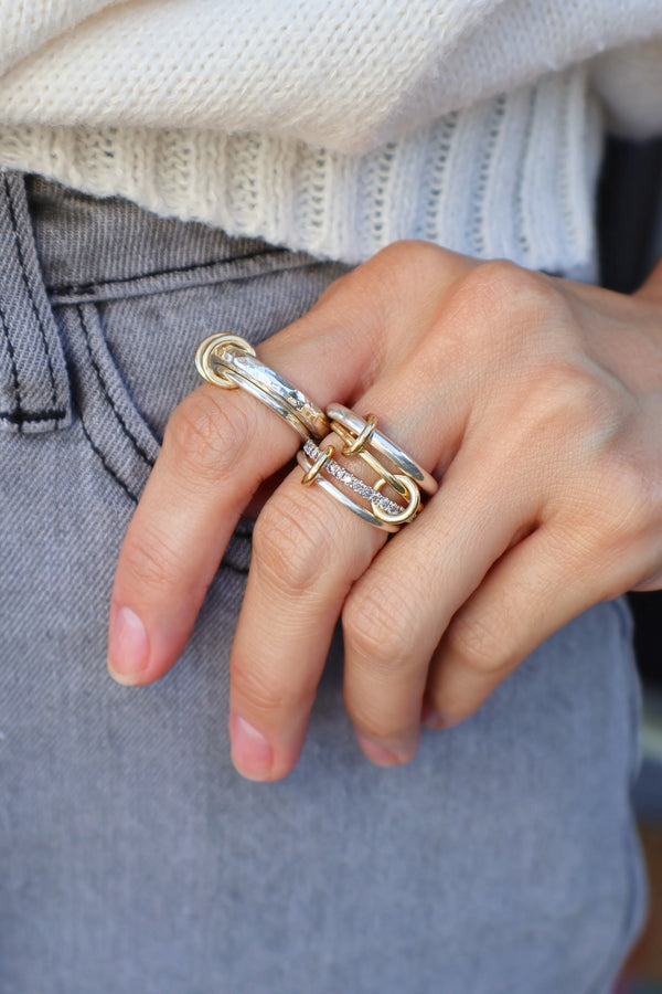 18k yellow gold and hammered sterling silver anon sg Vulcan ring by Spinelli Kilcollin Tiny Gods