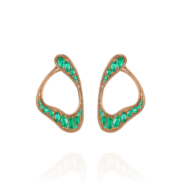 18k rose gold emerald stream loop earrings by Fernando Jorge Tiny Gods