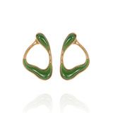18k yellow gold nephrite jade stream loop earrings by Fernando Jorge Tiny Gods