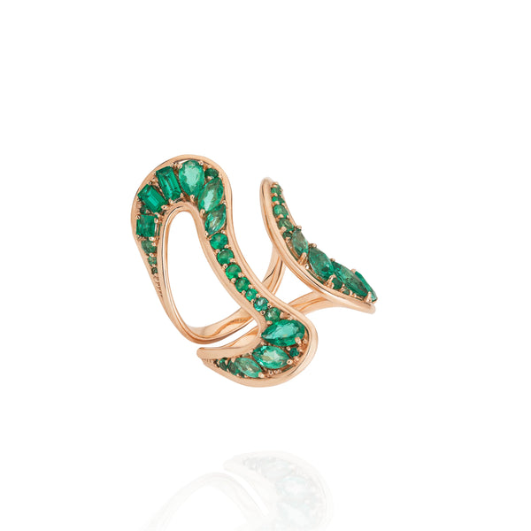 18k rose gold emerald stream open ring by Fernando Jorge Tiny Gods