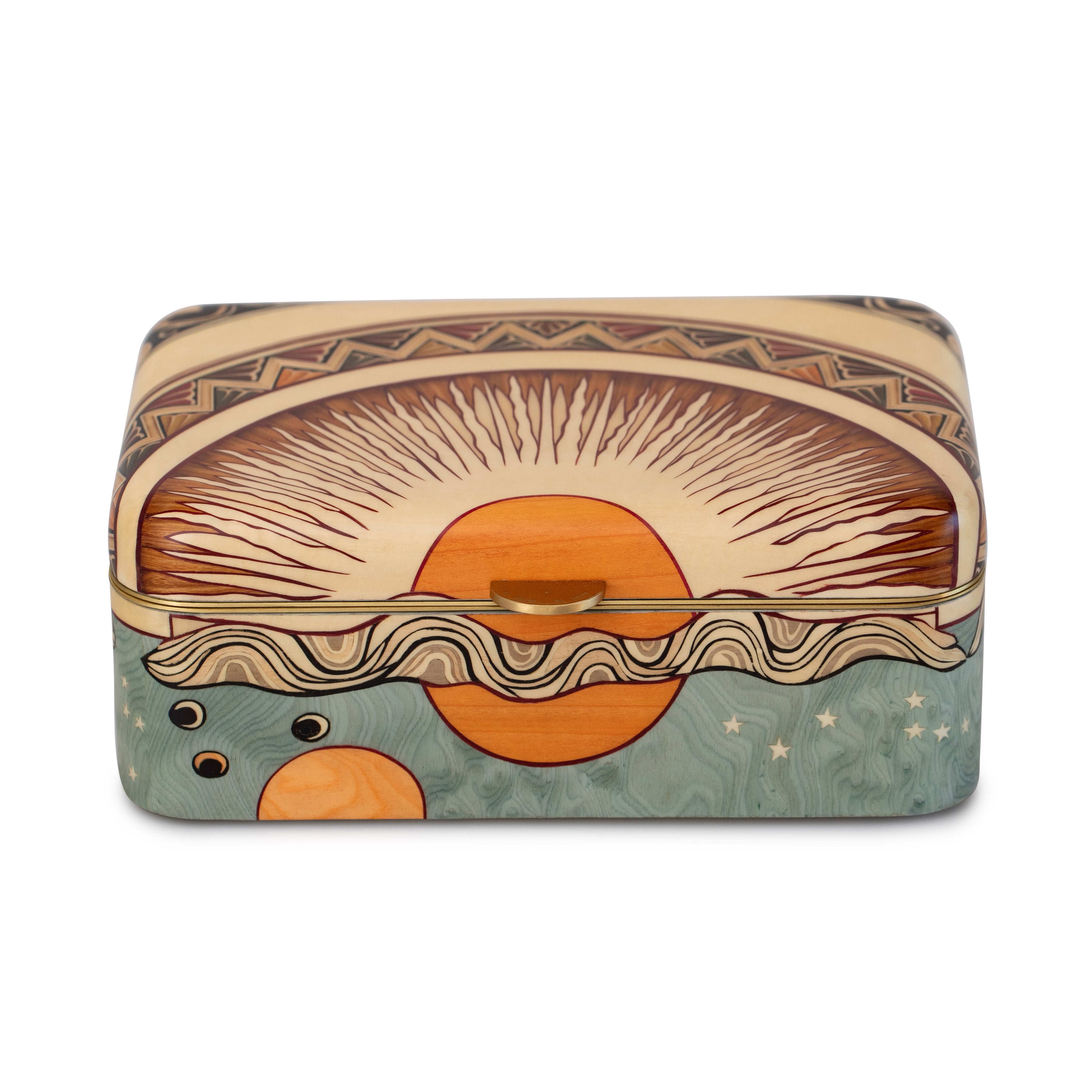 Sunset marquetry sun jewelry box by Silvia Furmanovich Tiny Gods 