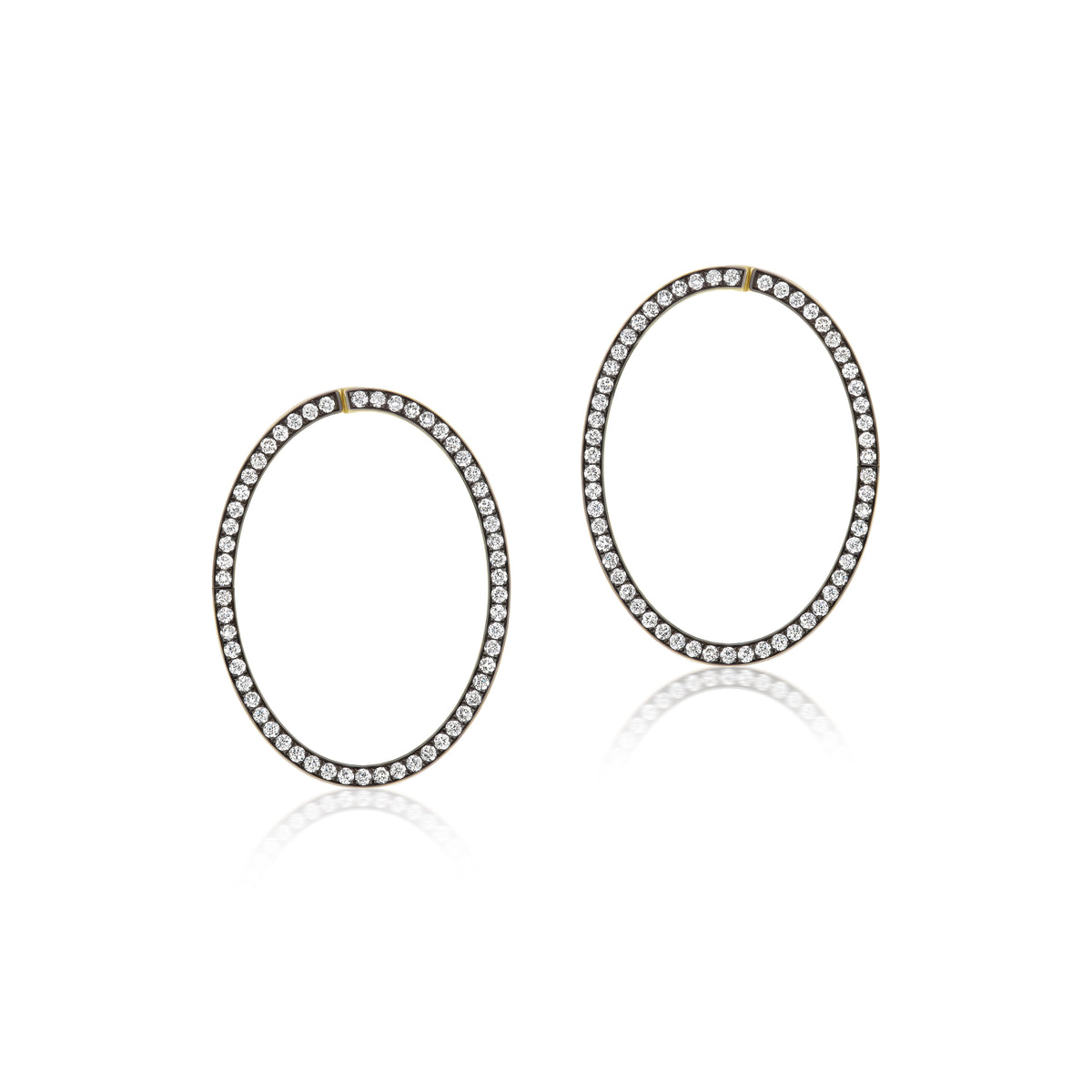 Forward Facing Oval Diamond Hoops