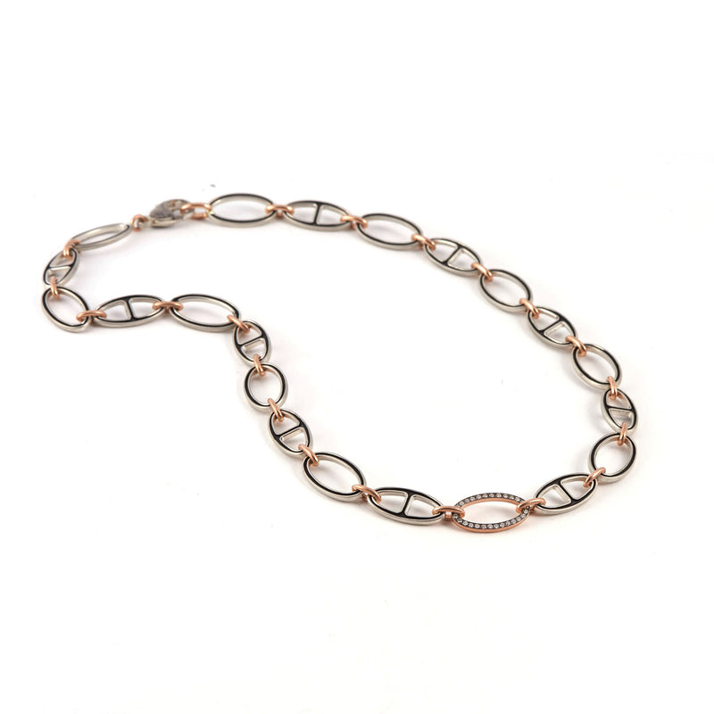14k rose gold link necklace with diamonds by Sylva & Cie Tiny Gods