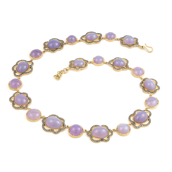 Sylva cie purple gold diamonds necklace calcedony tiny gods