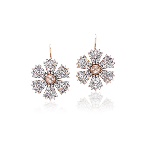 Sylva cie rose gold diamond flower earrings tiny god