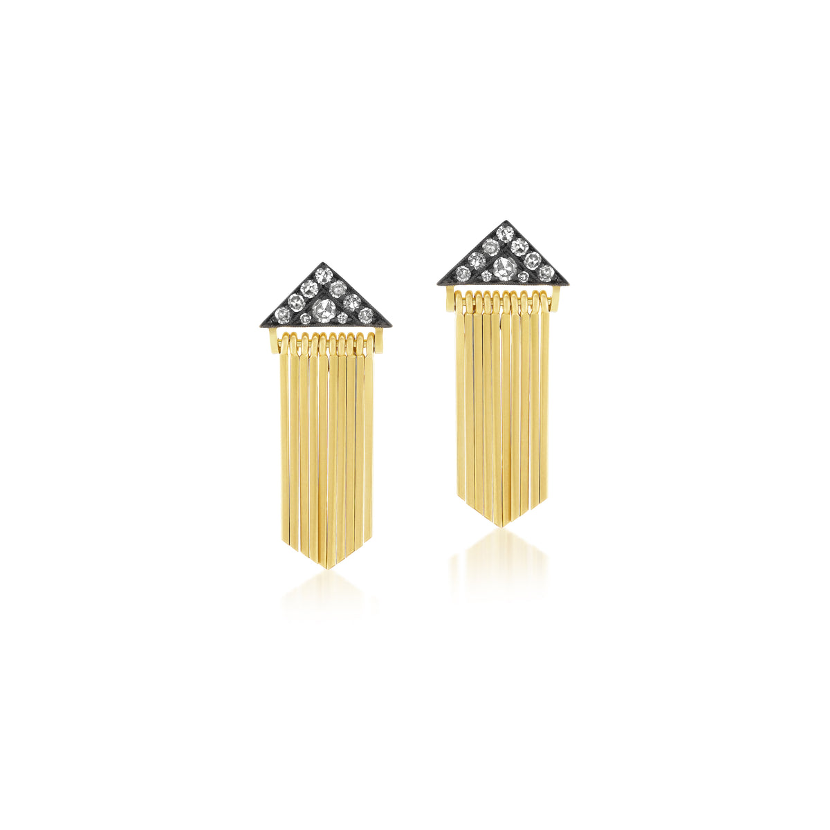 18k yellow gold oxidized diamond fringe sima earrings by Sylva Cie Tiny Gods