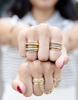 French Cut & Round Diamond Spiral Ring