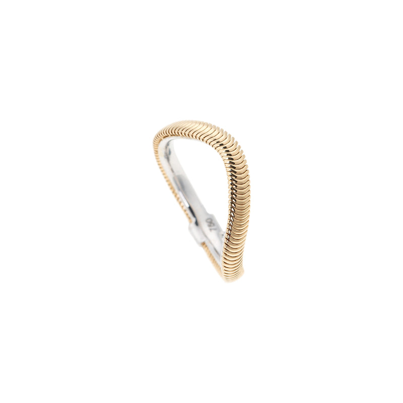 18k yellow and white gold thin snake chain feelings band ring by Nikos Koulis Tiny Gods