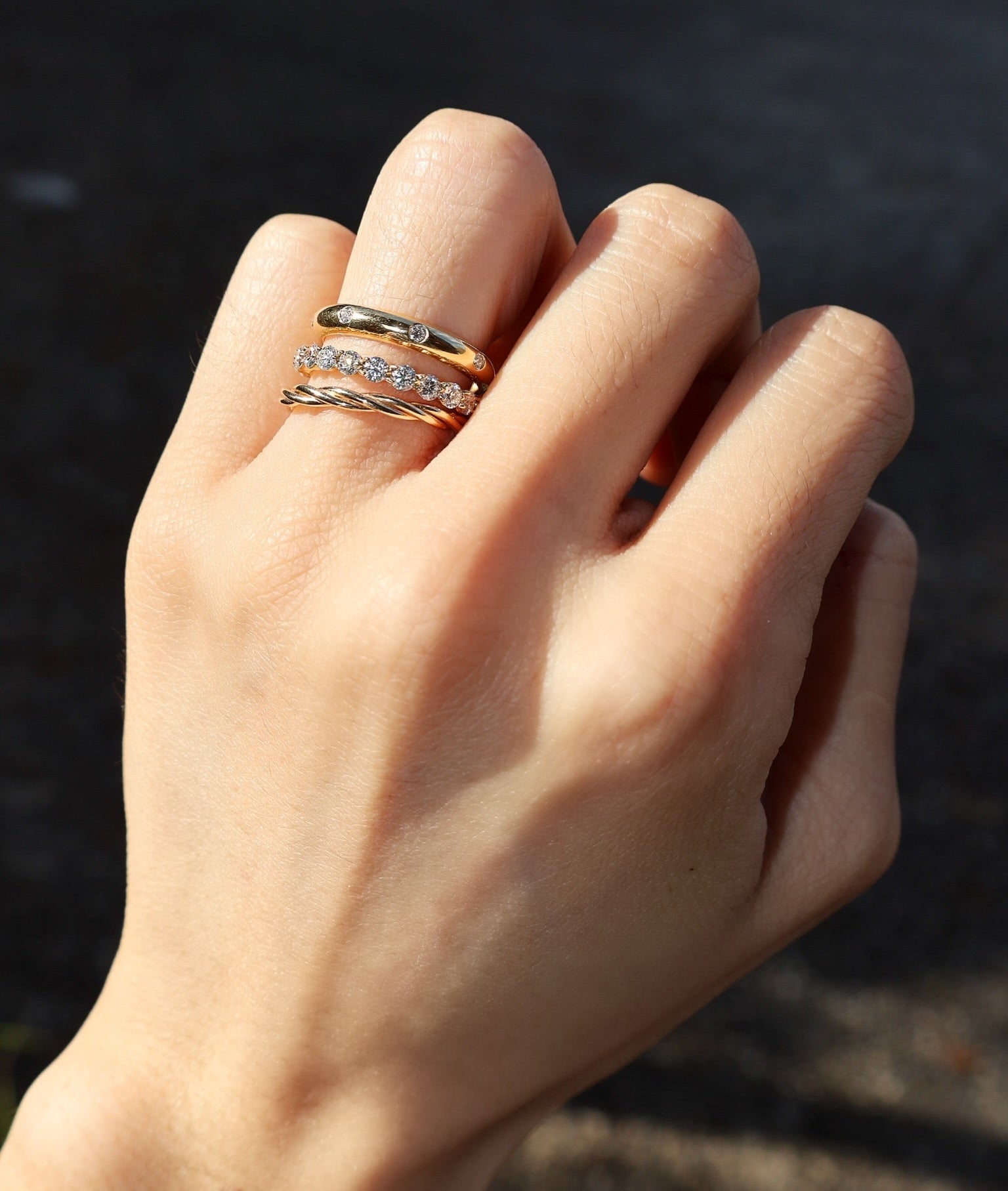 18k yellow gold etolile diamond burnished band Tiny Gods 