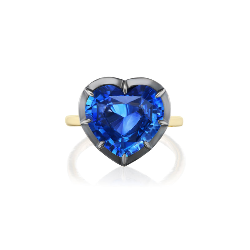 Heart-Shaped Blue Sapphire Regency Ring in antique style victorian setting for Tiny Gods Jessica McCormack