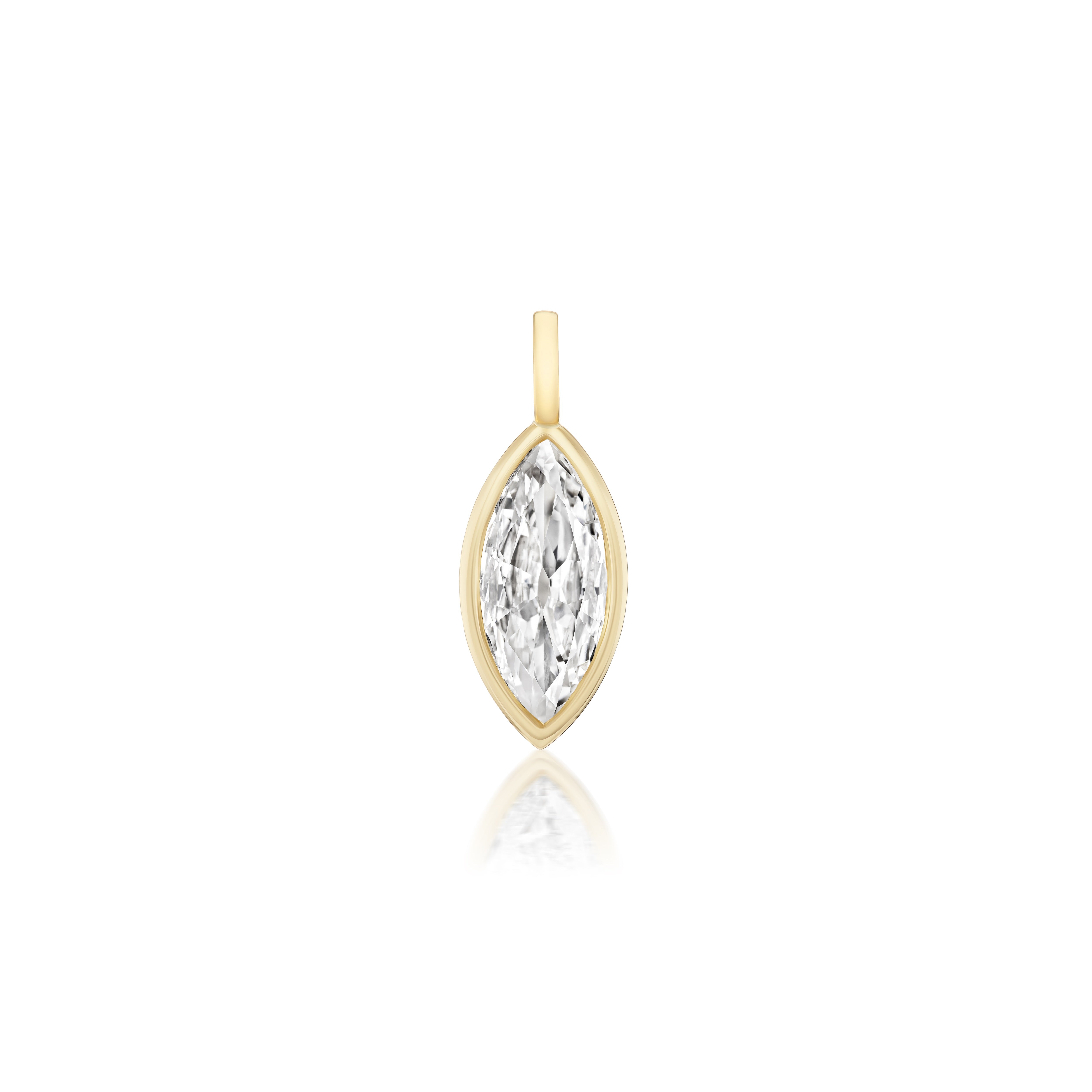 18k yellow gold 2ct marquise cut diamond vintage pendant Tiny Gods 