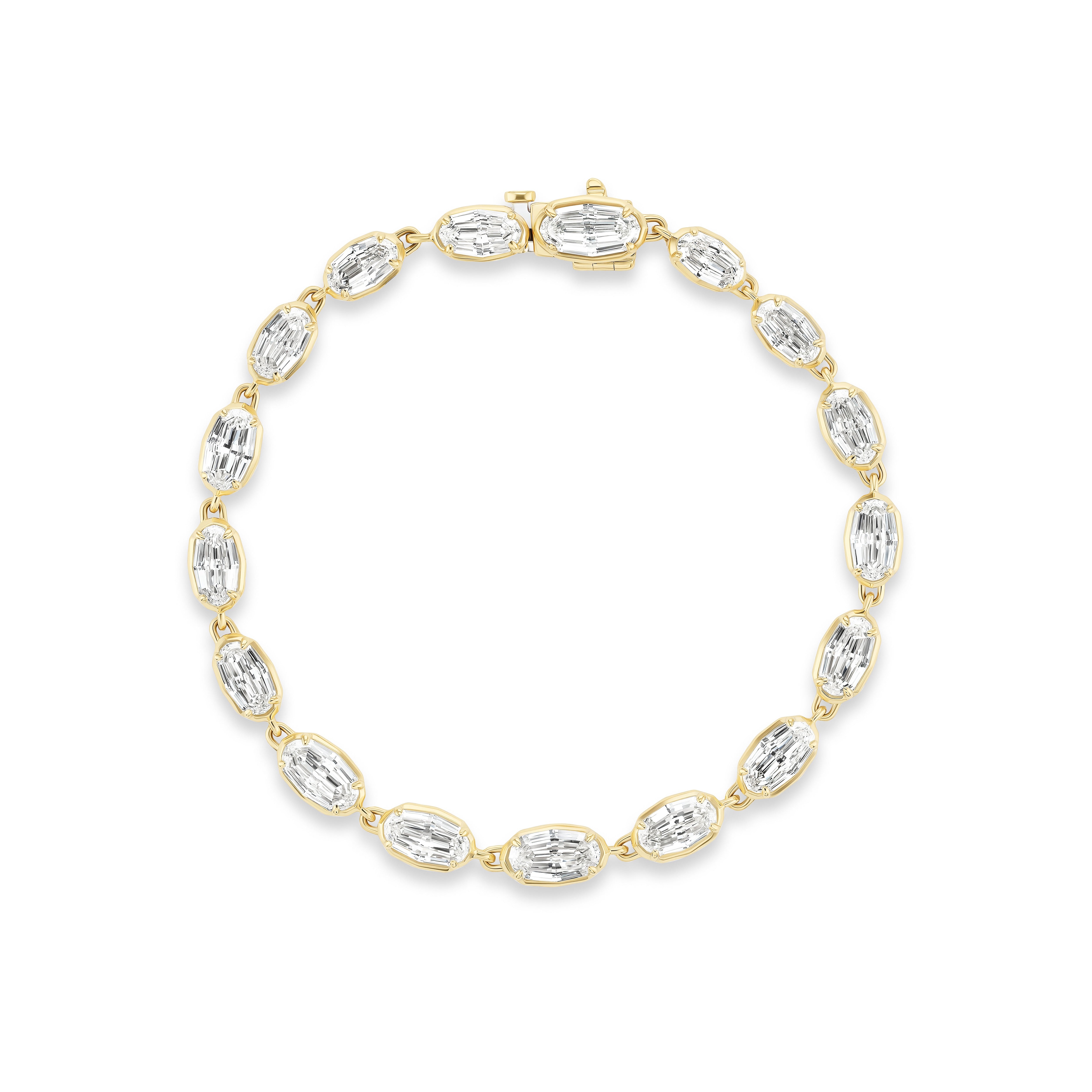 18k yellow gold modified step cut oval diamond tennis bracelet Tiny Gods 10cts