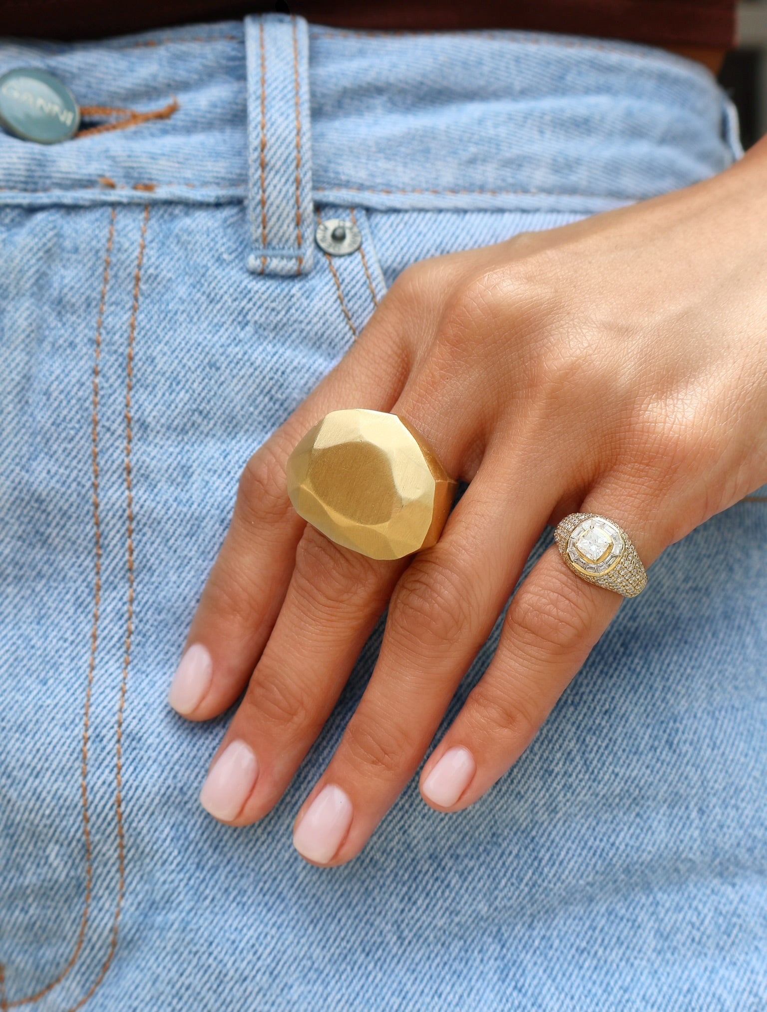 18k yellow gold vintage Diane von furstenberg for H Stern collection geometric dome deco ring Tiny Gods 