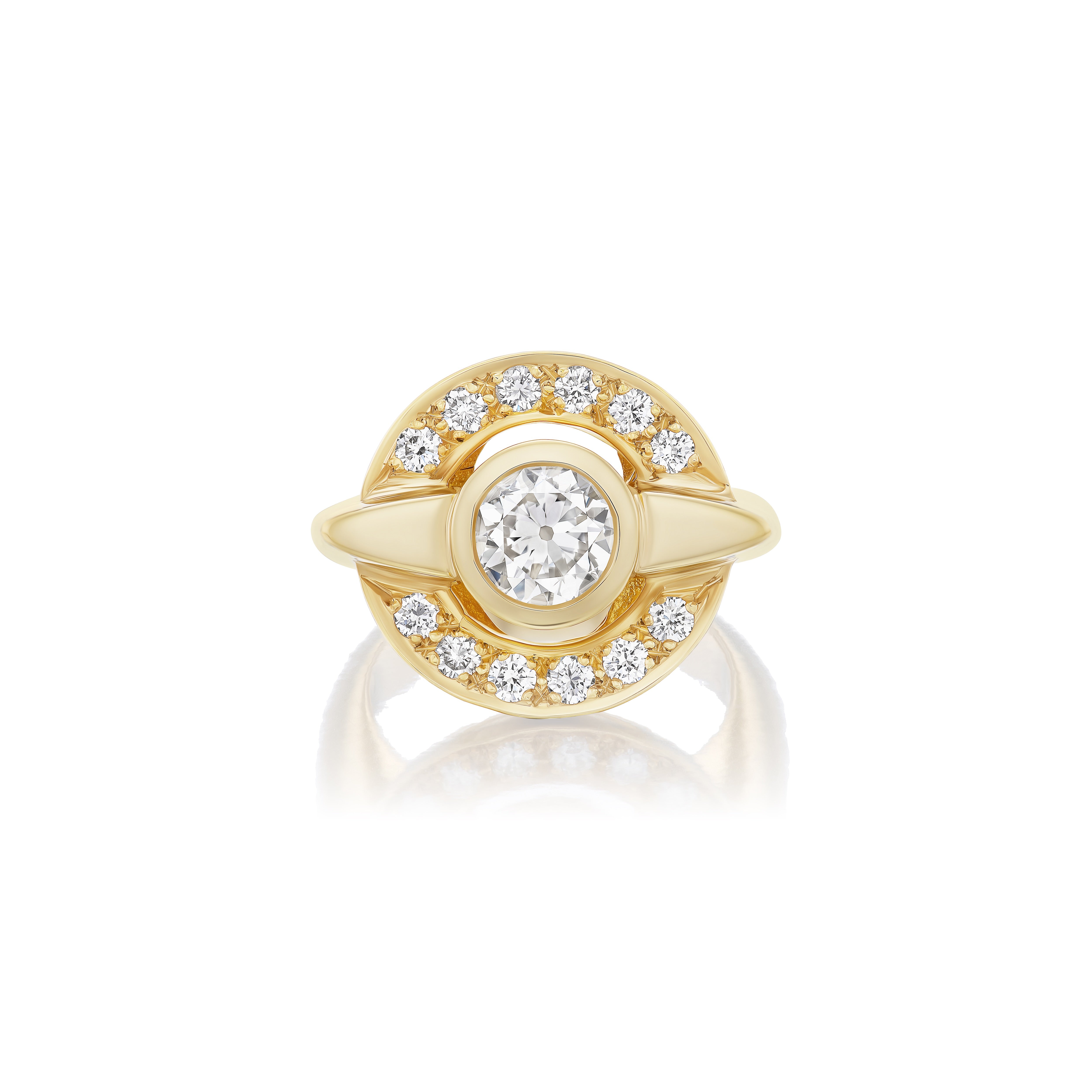 18k yellow gold old European cut diamond orbit ring vintage deco Tiny Gods 