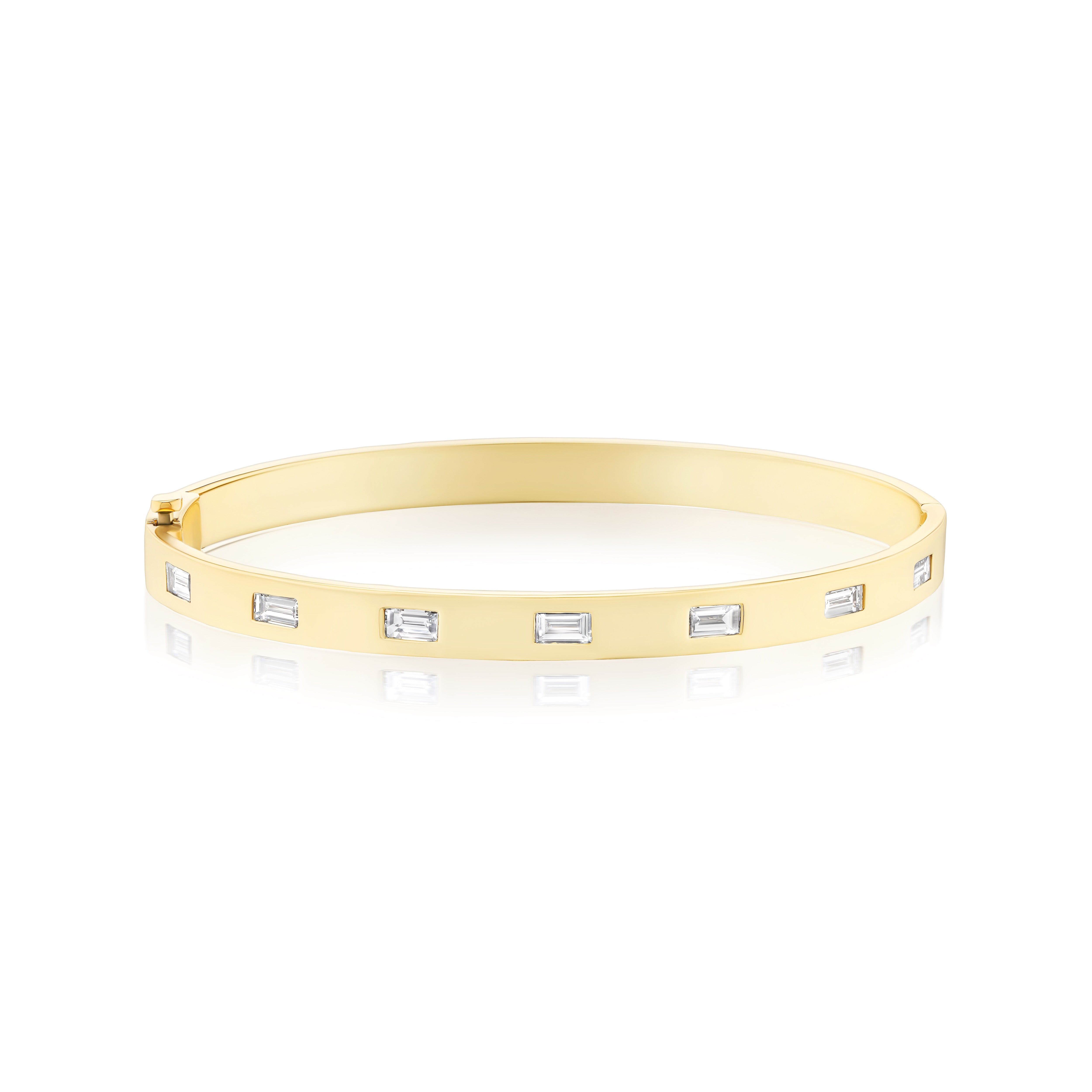 tiny gods yellow gold baguette diamond heritage bangle bracelet 