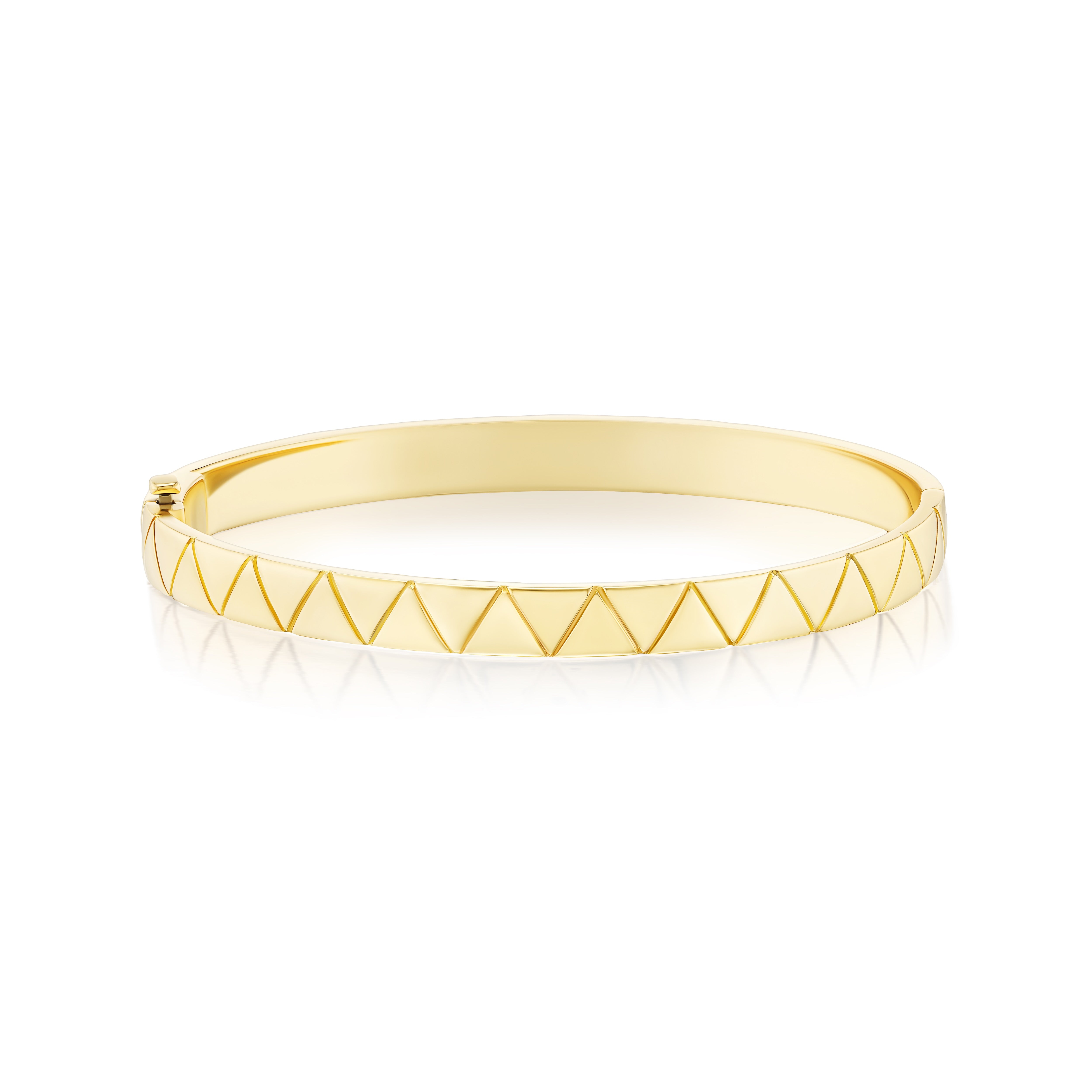 tiny gods yellow gold pyramid triangle bangle bracelet 