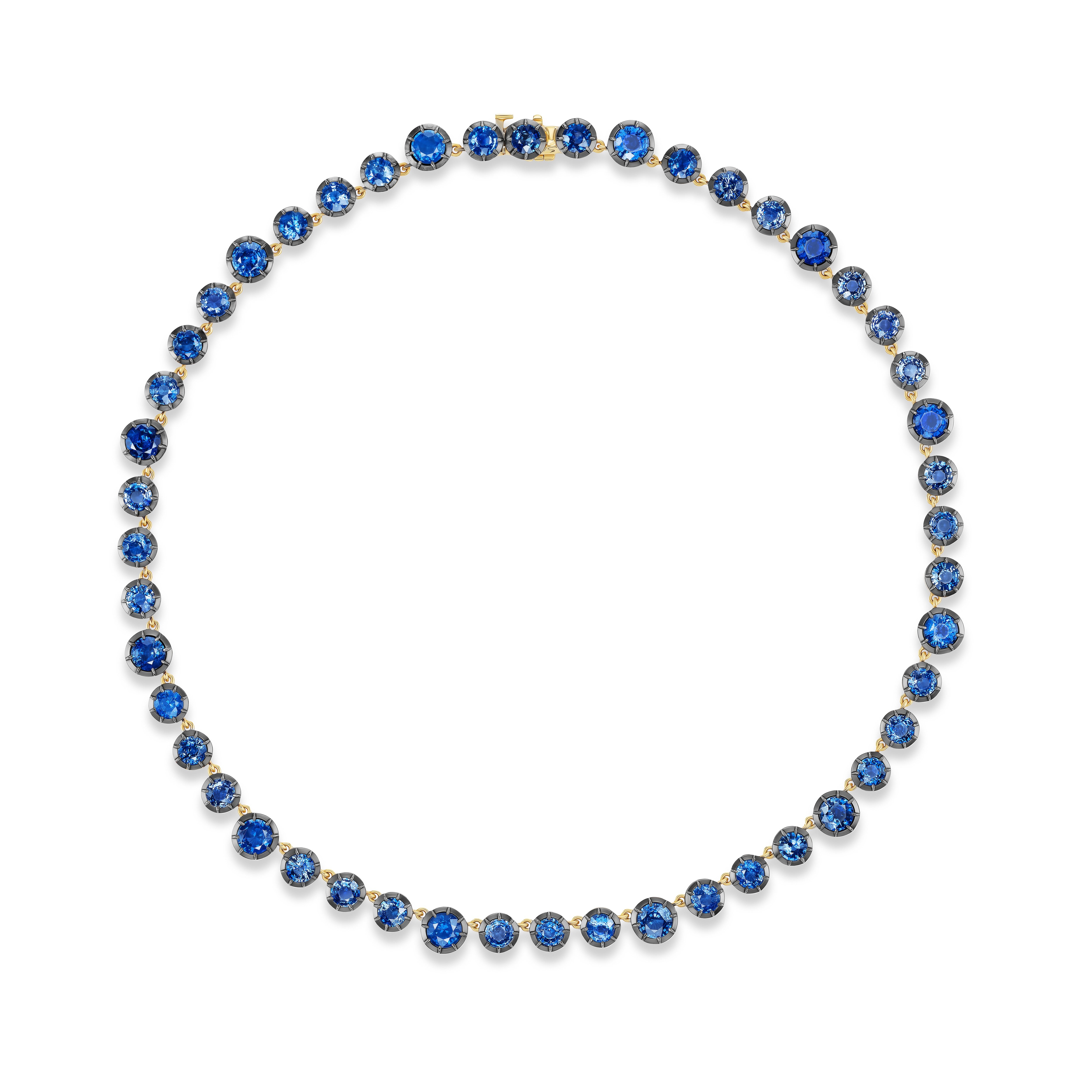 tiny gpods blue sapphire regency reverie necklace yellow gold black rhodium 