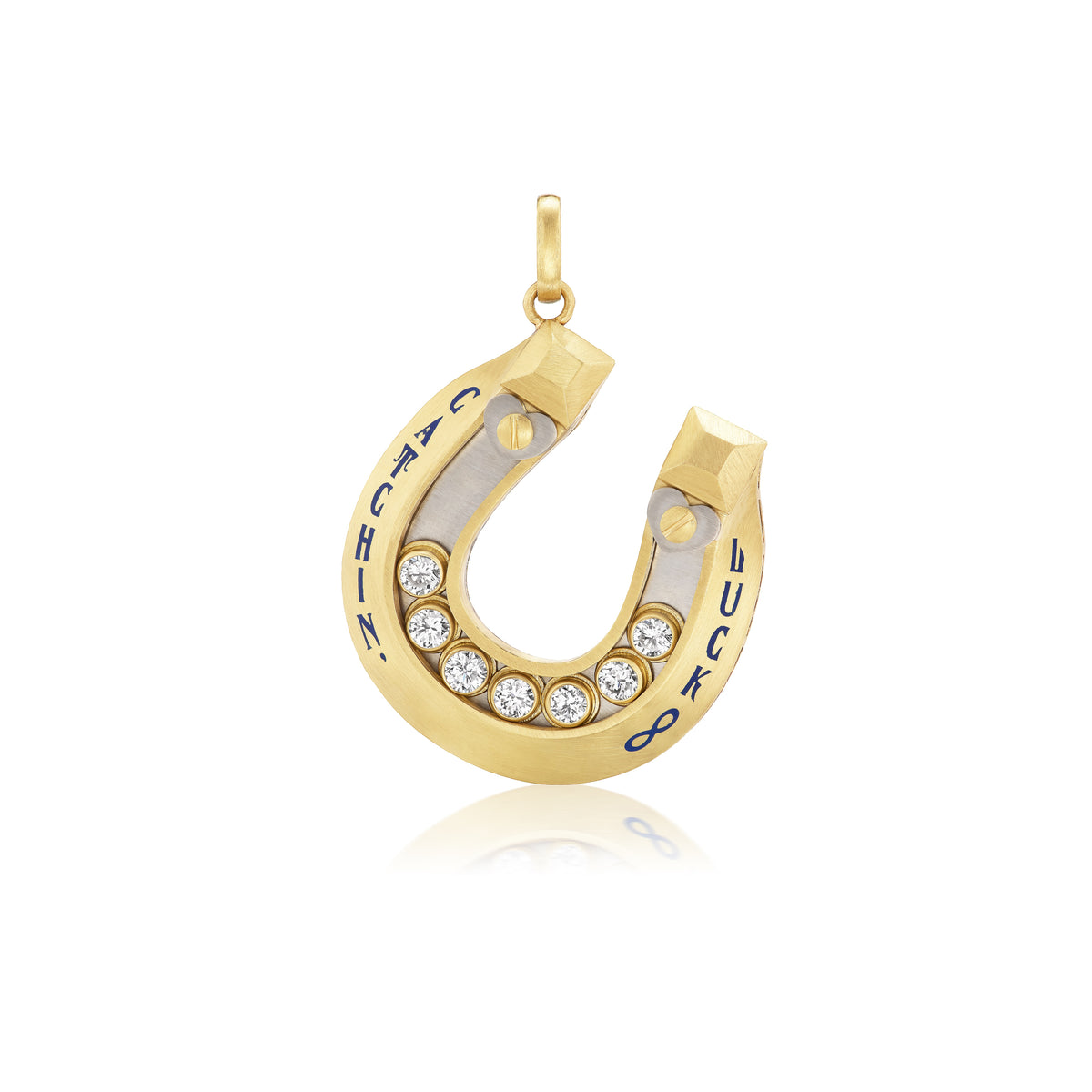 18k yellow gold Catchin’ Luck to Infinity Horseshoe Pendant Charm Talisman by Circa 1700