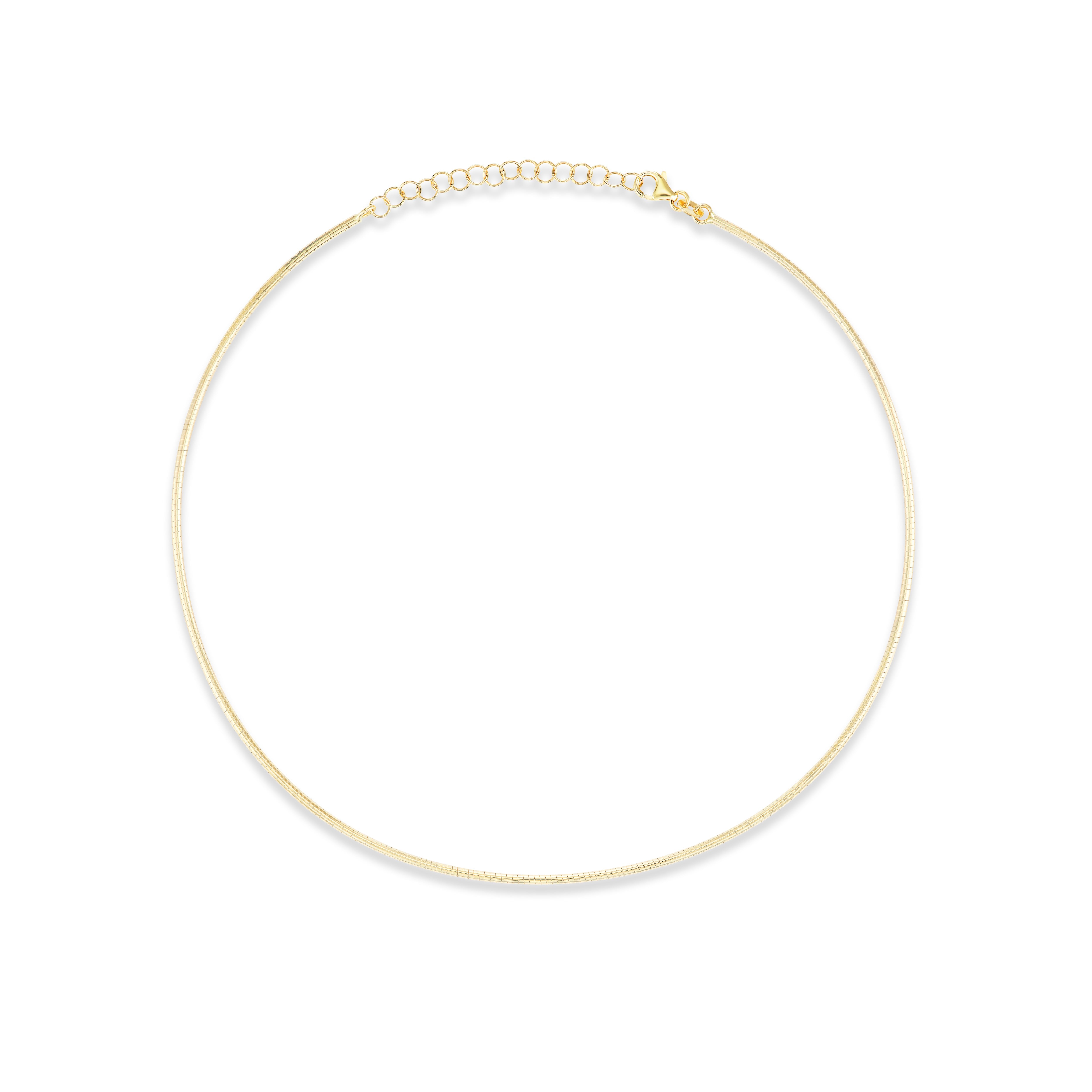 18k yellow gold 2mm Omega chain Necklace with extender Tiny Gods