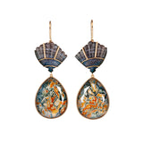 19k yellow gold carved tourmaline and agate diamond earrings by Guita M Tiny Gods