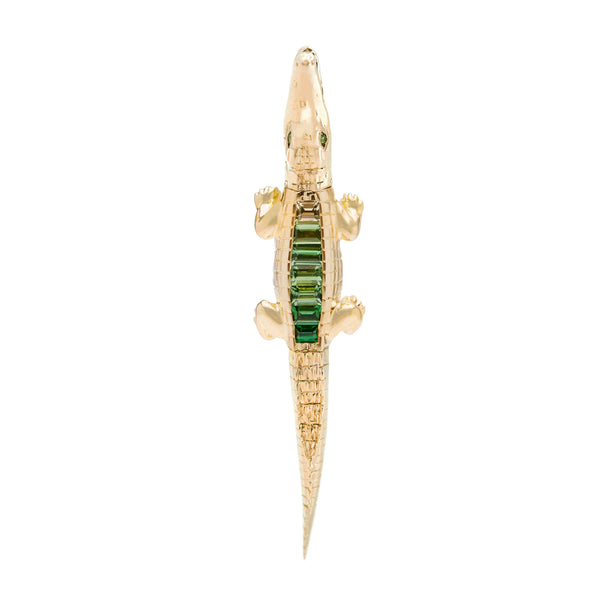 18k yellow gold tsavorite ombre alligator bite pendant earrings by Bibi van der Velden tiny Gods