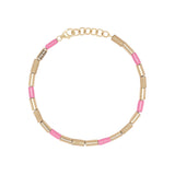 9k yellow gold and silver bubblegum pink enamel tubini bracelet by Bea Bongiasca Tiny Gods sale