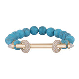 18k yellow gold turquoise and gold bar beaded chakra bracelet with diamonds by Ananya Tiny Gods