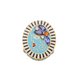 18k yellow gold turquoise lady ring with enamel face statement ring black and white by Holly Dyment Tiny Gods