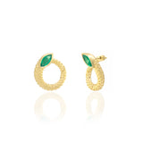 18k yellow gold emerald marquis twisted snake hoop earring by Jenna Blake Tiny Gods