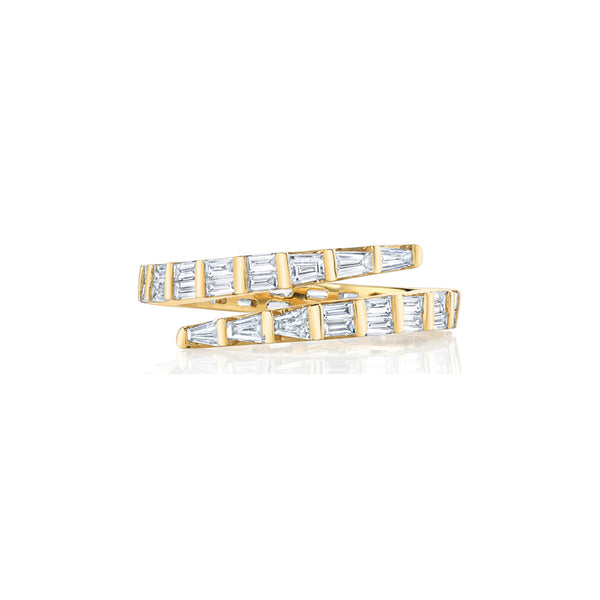 two row baguette diamond yellow gold ring anita ko tiny gods