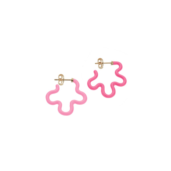two tone pink flower power hoop earrings by Bea Bongiasca Tiny Gods