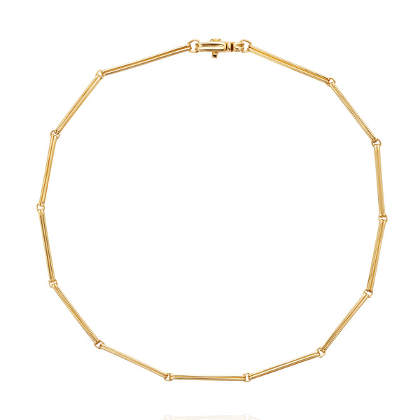 18k yellow gold ultra stretched Sync collection doubled link necklace by Fernando Jorge Tiny Gods 