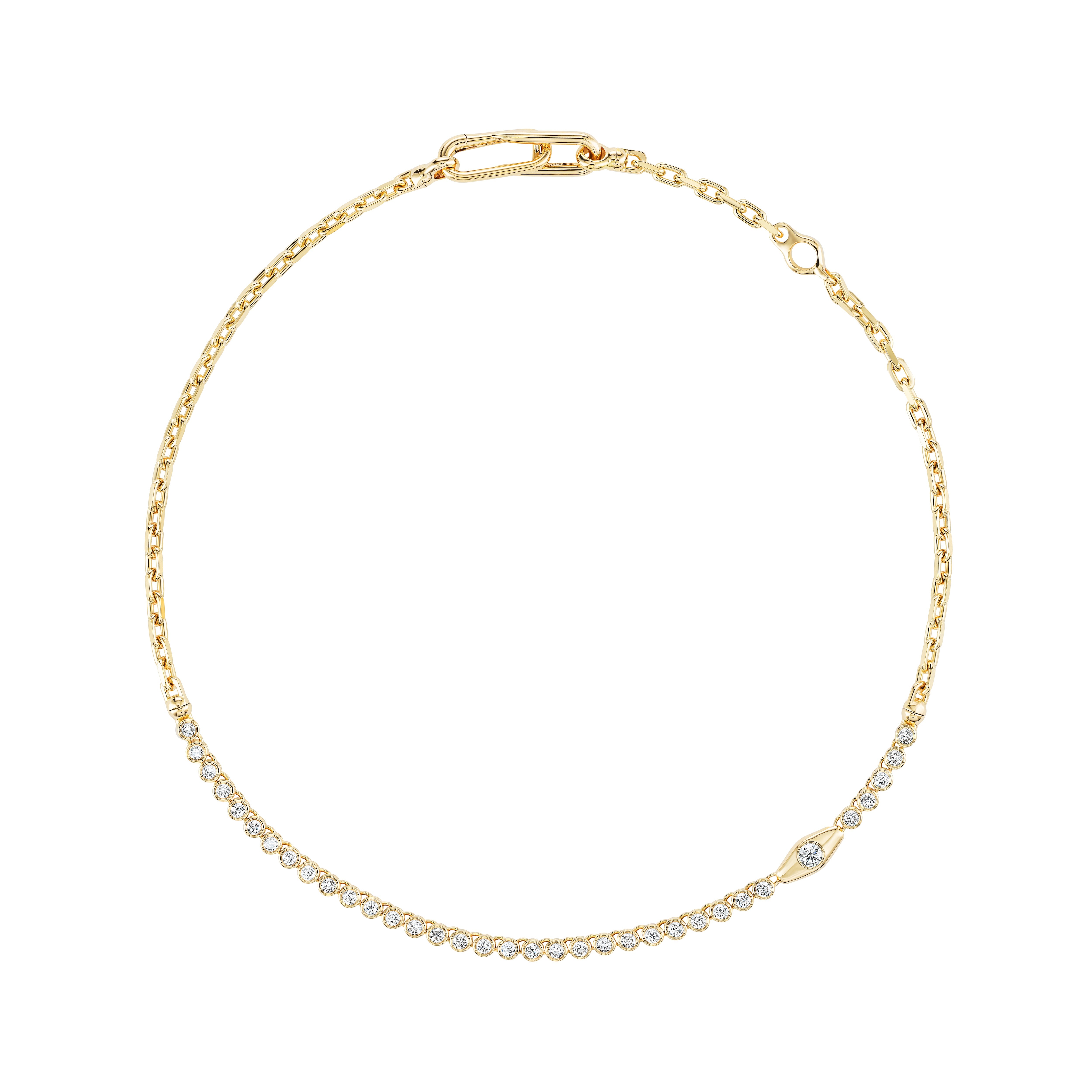 Vessel Tennis Necklace 18k yellow gold diamond reviere chain by Uniform Object at Tiny Gods