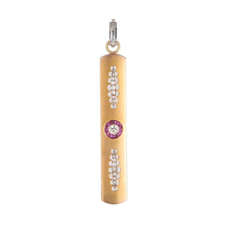 18k yellow and white pendant with diamonds and rubies by Sylva & Cie Tiny Gods