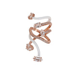 9k rose gold vine wrapped cocktail ring with diamonds and rock crystal by Bea Bongiasca Tiny Gods