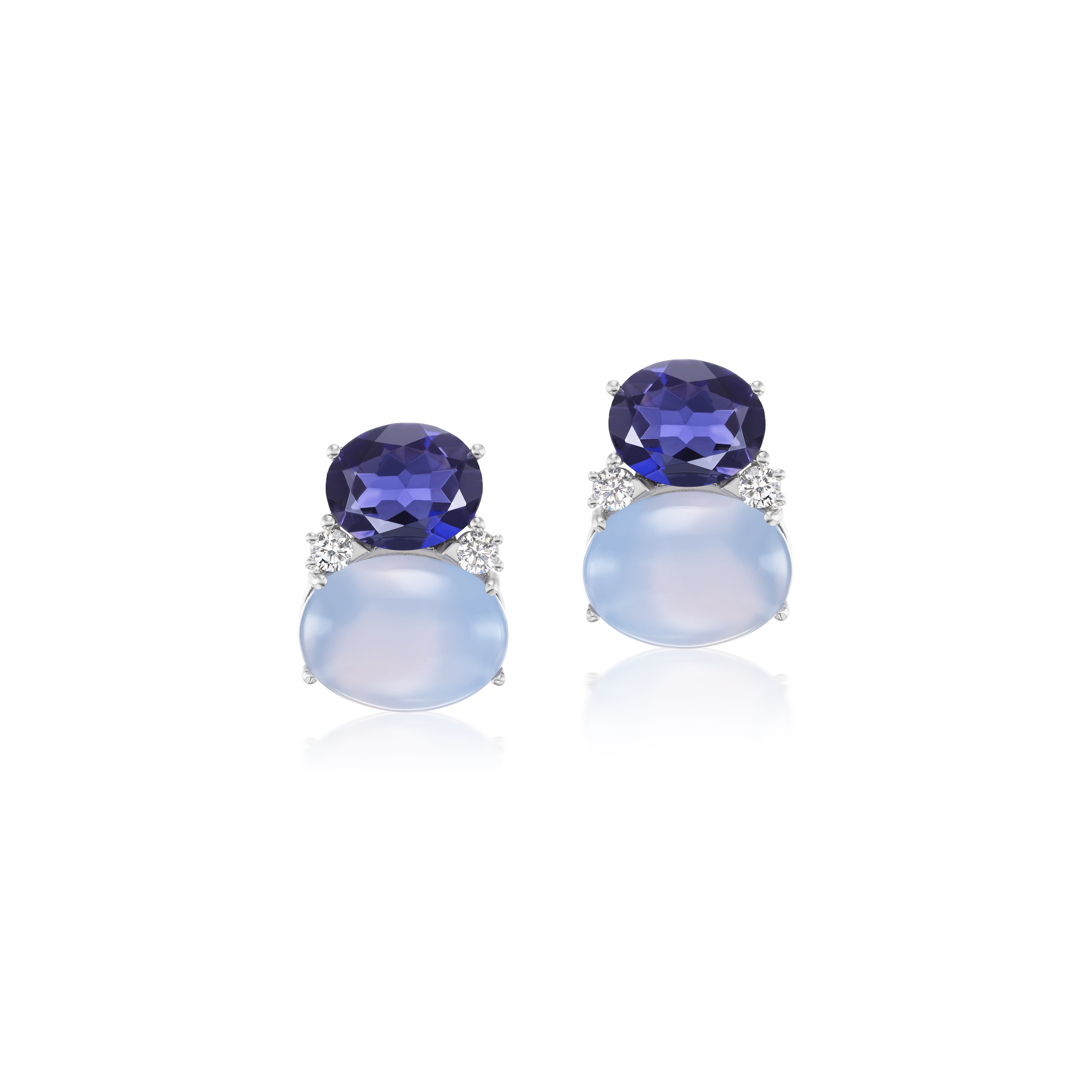 18k white gold chalcedony and iolite diamond earrings Tiny Gods 