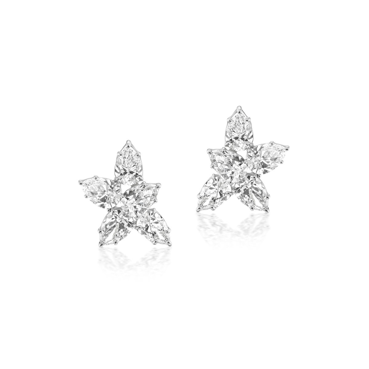 18k white gold diamond multi pear shape earrings by Tiny Gods