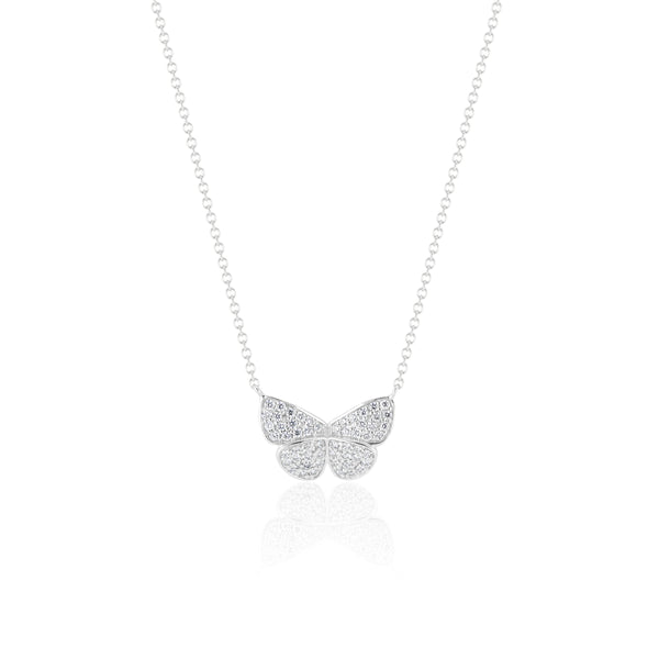 18k white gold diamond pave butterfly pendant necklace Tiny Gods