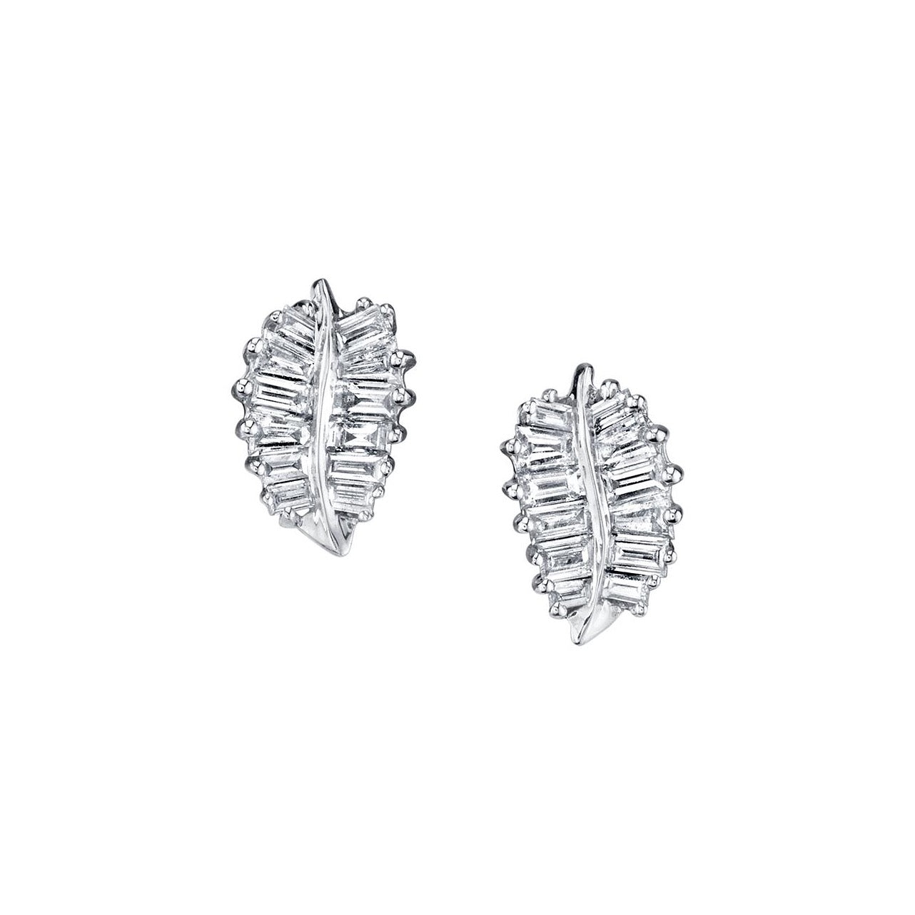 white gold small diamonds palm leaf studs Anita ko tiny gods 