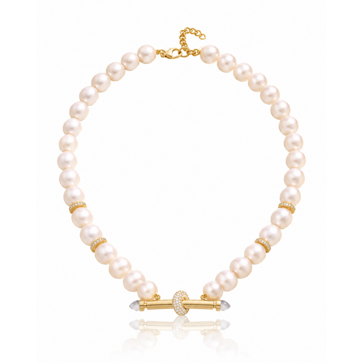 18k yellow gold pearl beaded chakra necklace by Ananya 
