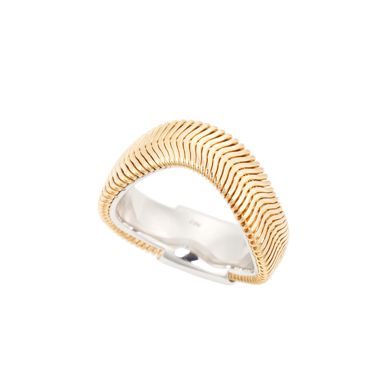 18k yellow gold wide snake chain feelings band ring by Nikos Koulis Tiny Gods