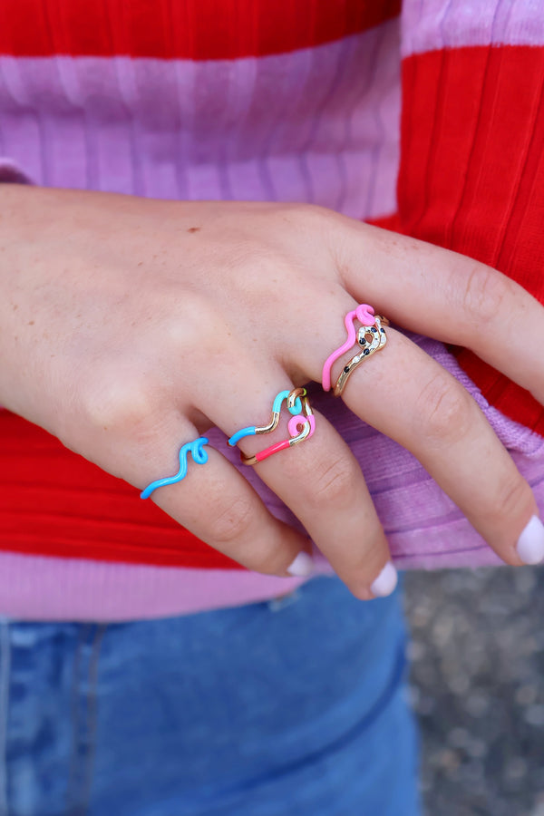 wow mini lime green blue snake ring bea bongiasca tiny gods