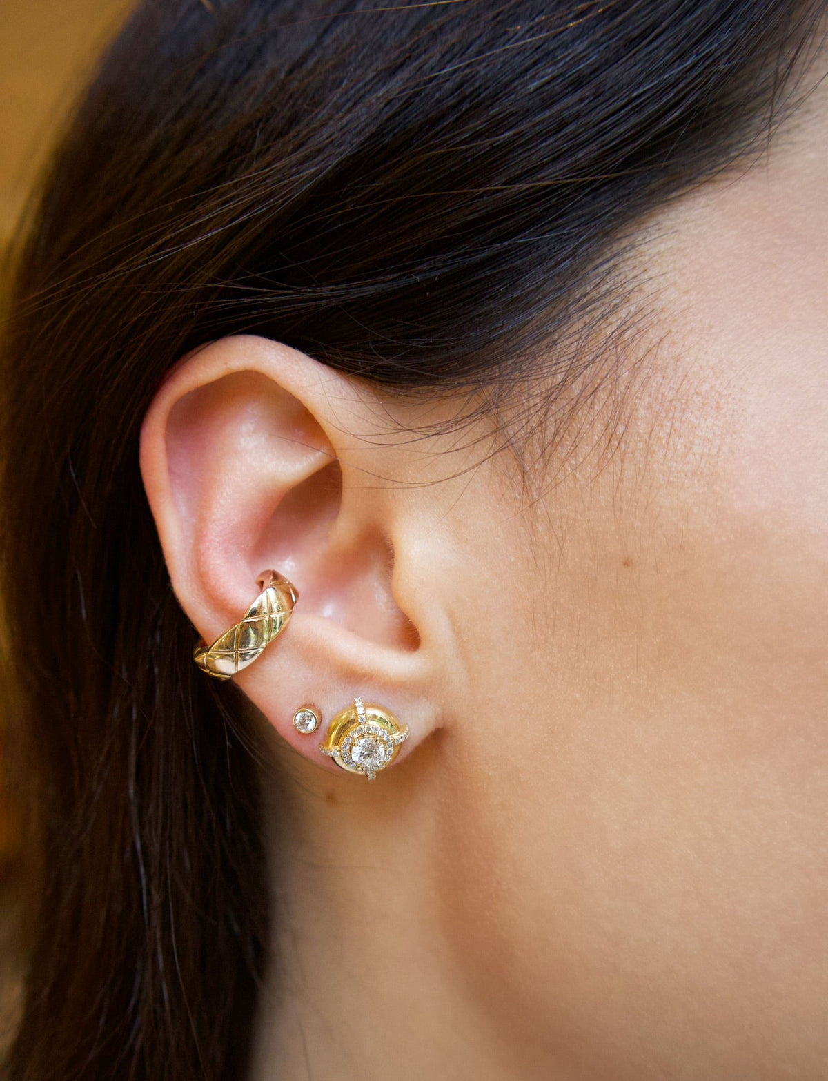 yellow gold x ear cuff by Tiny Gods