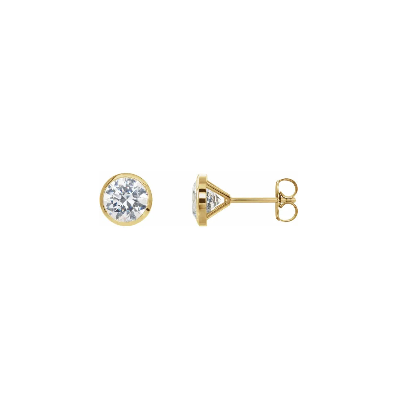14k yellow gold diamond 3.4mm cocktail flat bezel stud earrings tiny Gods 