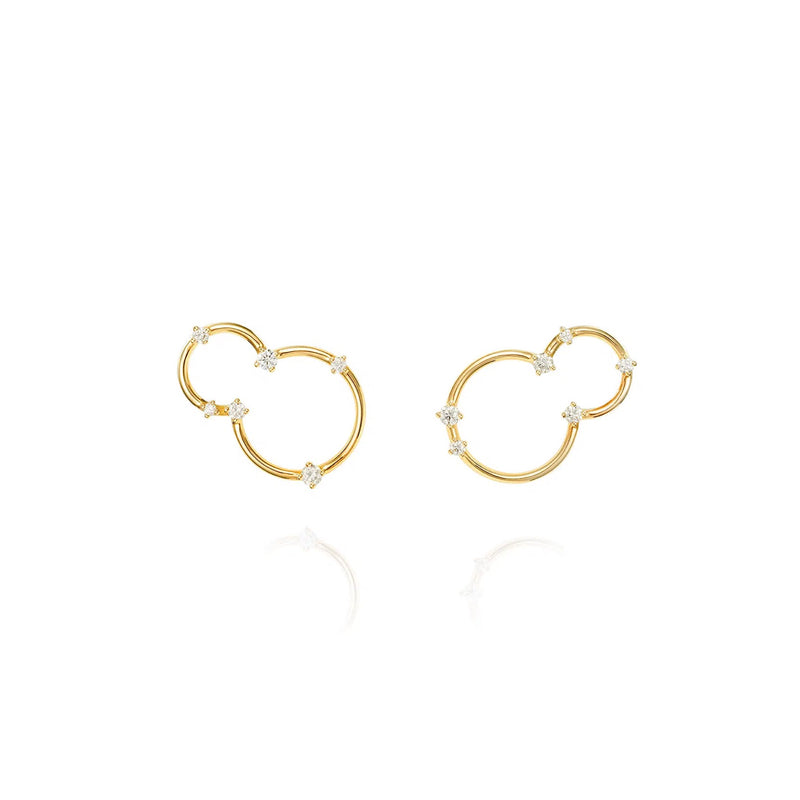18k yellow gold diamond acrobat lobe small earrings by Fernando Jorge Tiny Gods