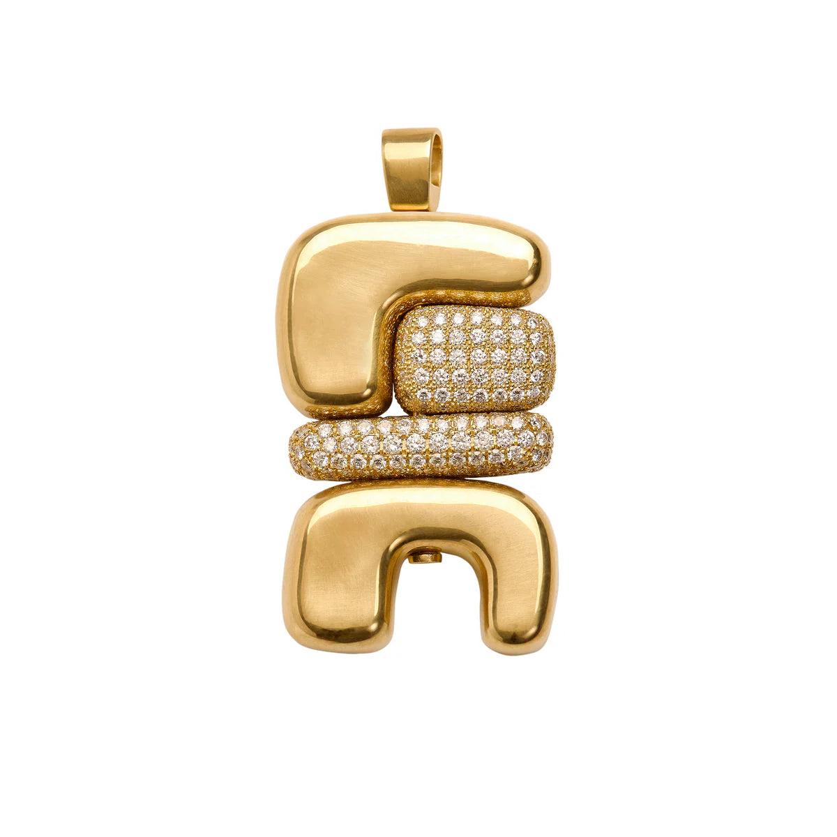18k yellow gold air totem 4 diamond pave elements pendant by Joelle Karrat Tiny Gods