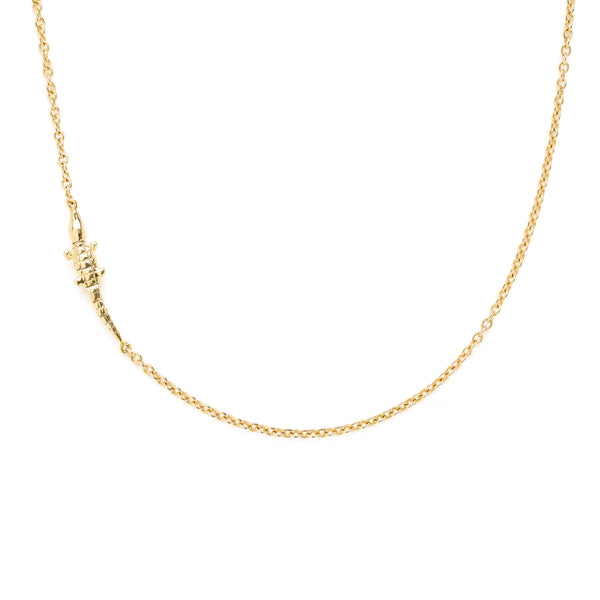 18k yellow gold alligator bite chain necklace by Bibi van der Velden tiny Gods